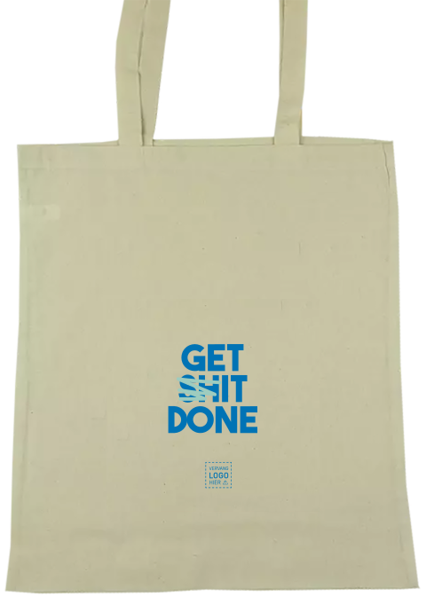 Tote bag met tekst in blauw als inspirerend bedrijfs­cadeau