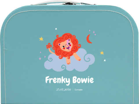 Speels kraamcadeau koffertje met leeuw en wolk