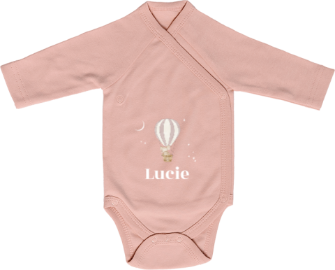 Rompertje lange mouw met olifant in luchtballon en naam