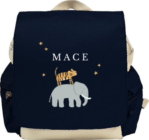 Rugzak Adventure met naam, tijger en olifant