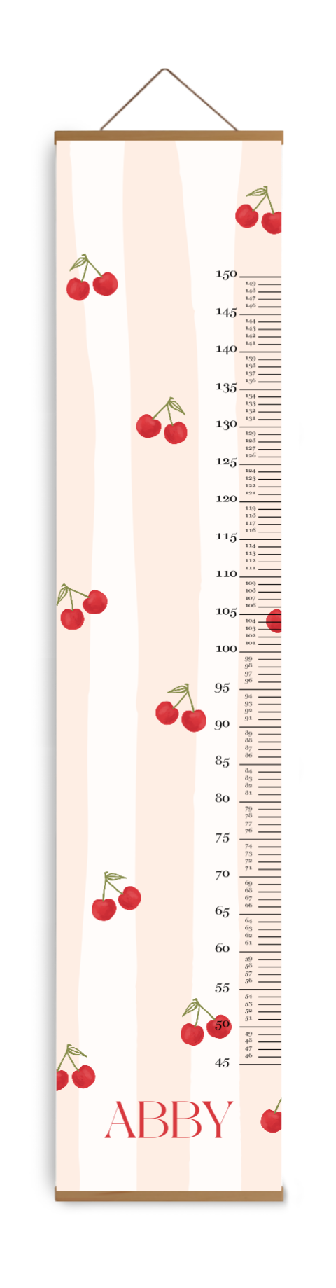 Groeimeter kinderkamer met strepen en kersjes