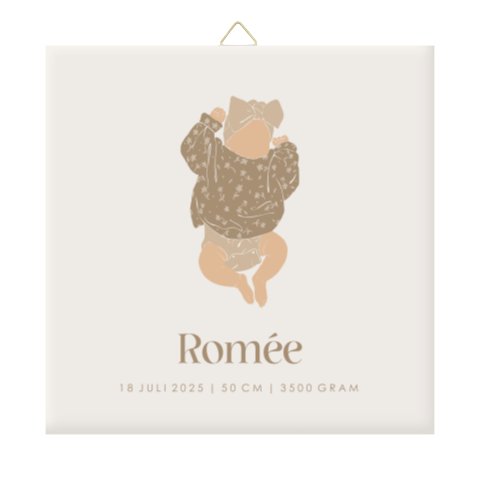 Geboorte tegeltje meisje met illustratie