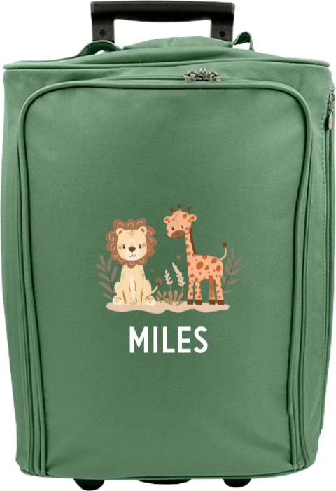 Reistrolley met naam en dieren