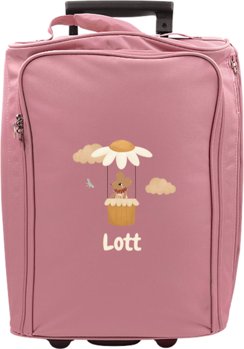 Reistrolley met naam en muisje in luchtballon