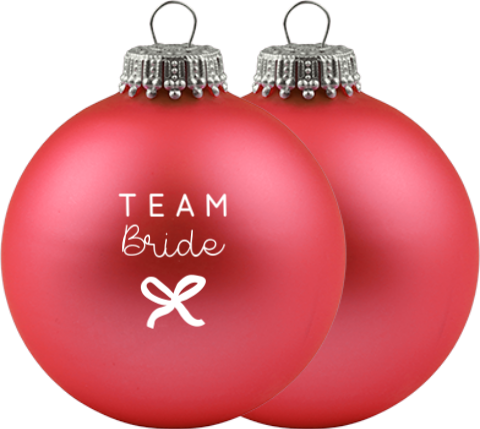Bruidsmeisje vragen gepersonaliseerde kerstbal met strik  | Set van 2