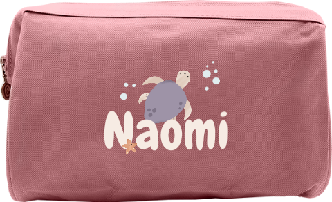 Toilettas met naam en schildpadje