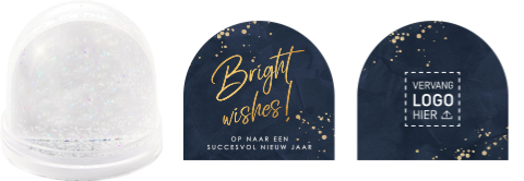 Snowglobe met kerstdesign en logo aanpasbaar