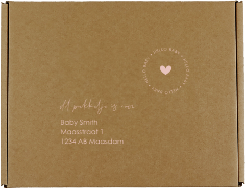 Cadeaudoos baby met adres en hartje