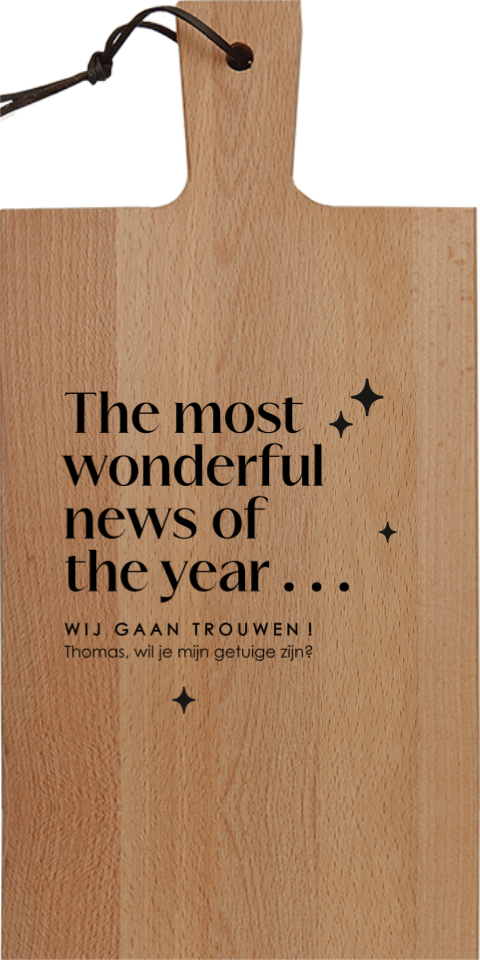Houten borrelplank om getuige te vragen met kerst