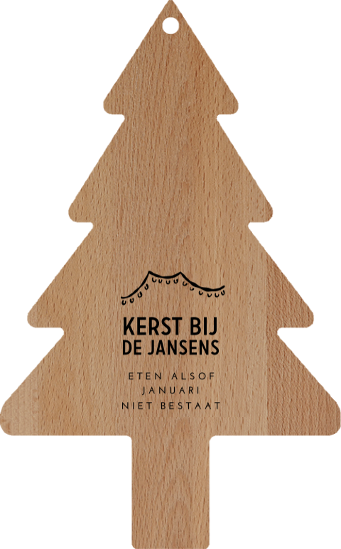 Kerstboom borrelplank met eigen naam graveren