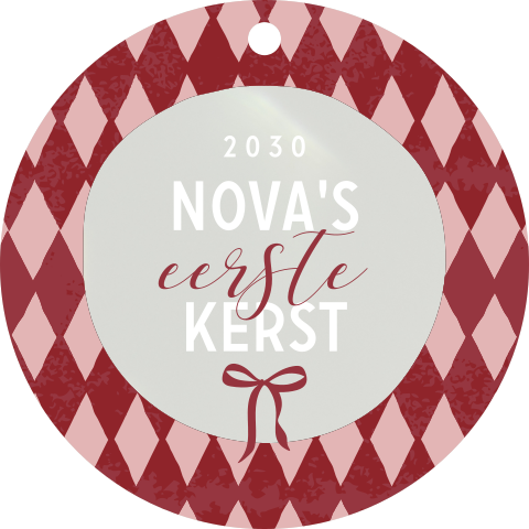 Acryl kersthanger 'Eerste kerst' met ruitjes