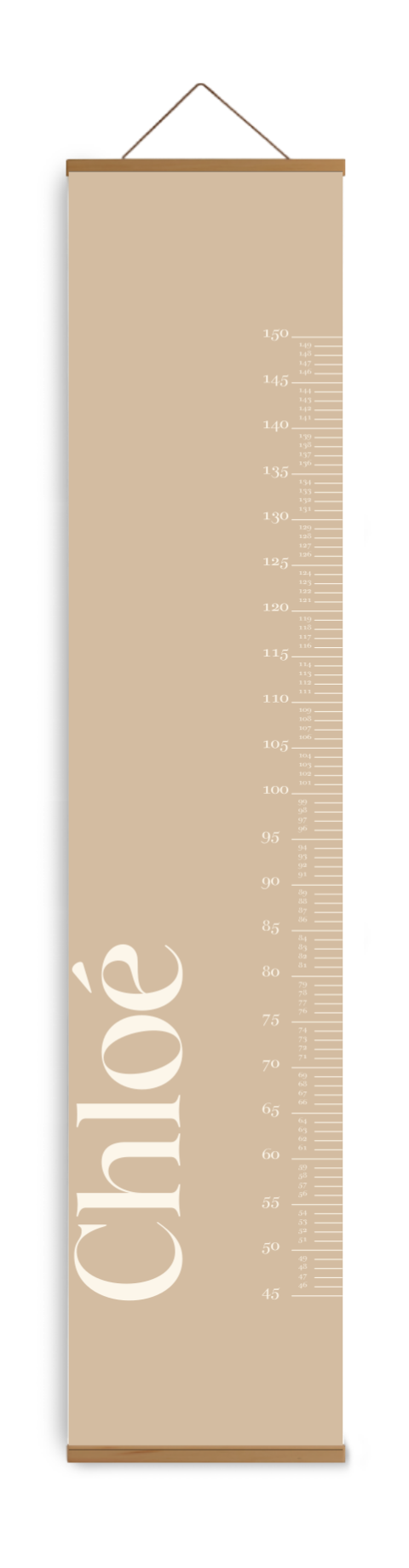 Groeimeter stijlvol beige met naam