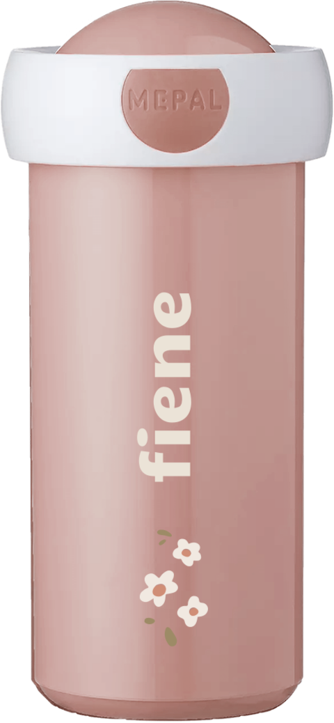 Mepal schoolbeker Campus met naam en bloemetjes