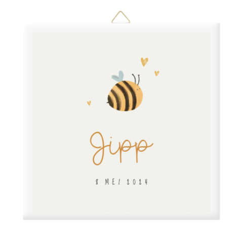 Geboorte tegeltje met bijtje en hartjes