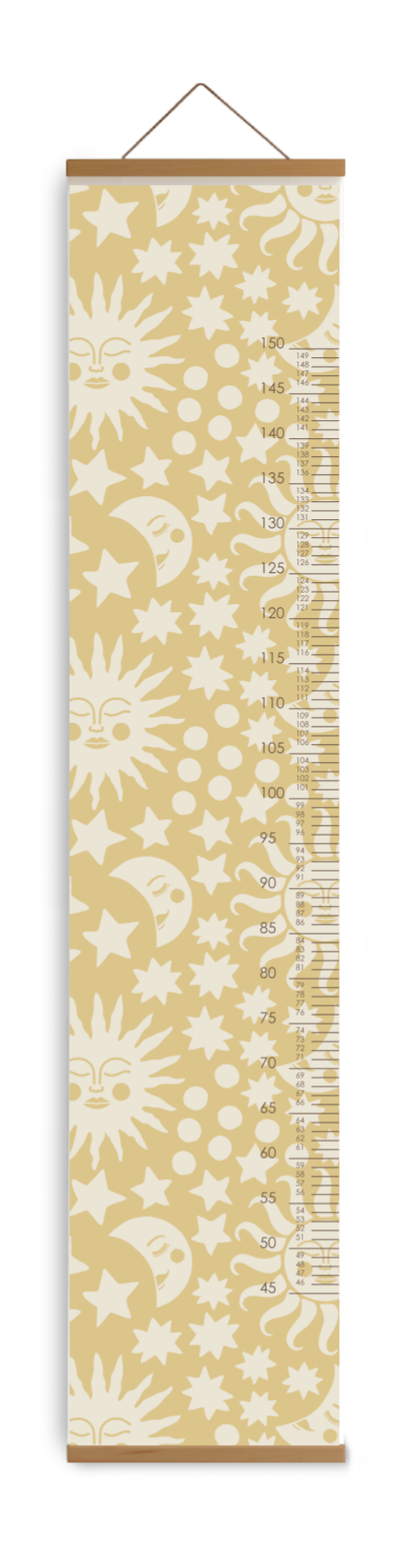 Groeimeter kinderkamer met zon en maan patroon