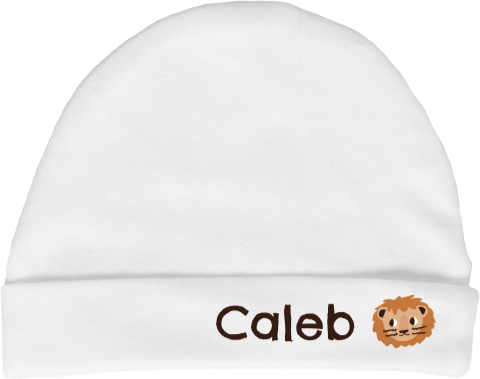 Babymutsje met naam en leeuwtje