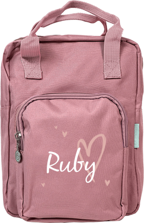 Rugzak Classic met naam en hartjes