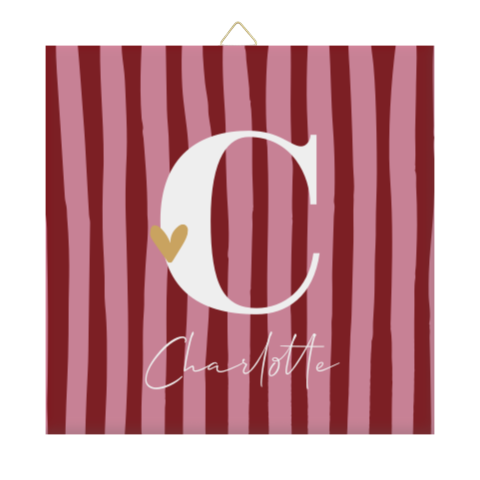 Geboorte tegeltje met strepenpatroon en hartje