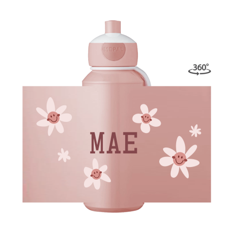 Mepal pop-up drinkfles met naam, bloemen en smileys