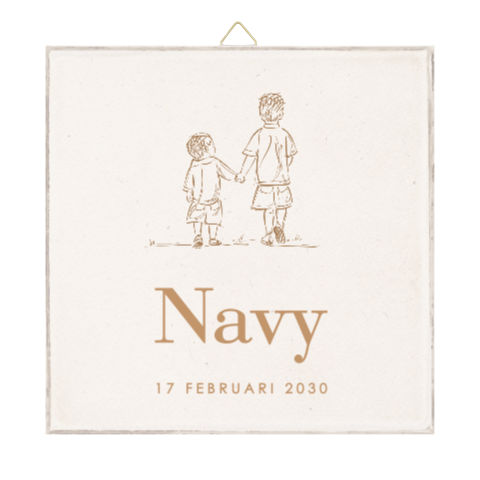 Geboortetegeltje met illustratie van broertjes