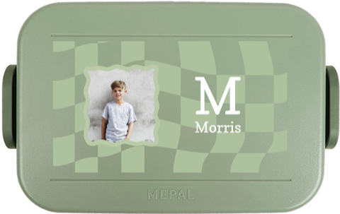Mepal lunchbox TO GO met naam, foto en groene ruitjes