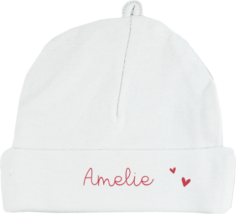 Babymutsje met hartjes en naam