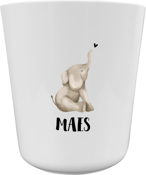 Kinderbeker met naam en lief olifantje