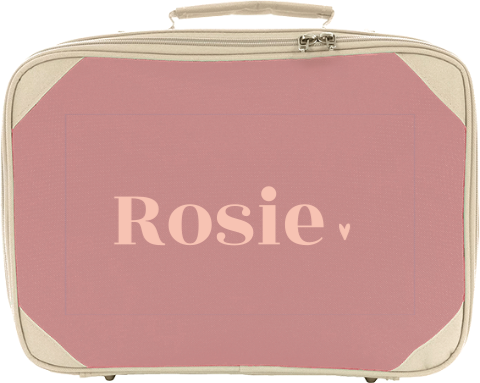 Koffertje met naam colorblocking en klein hartje