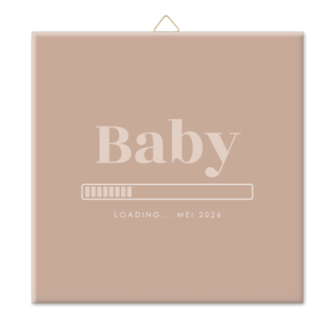 Zwangerschapsaankondiging tegeltje met 'baby loading'