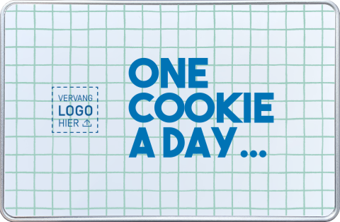 Koektrommel met one cookie a day design als leuk relatiegeschenk