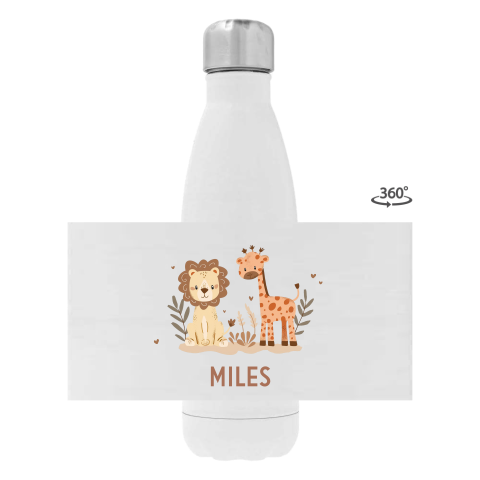 RVS drinkfles met dieren en naam