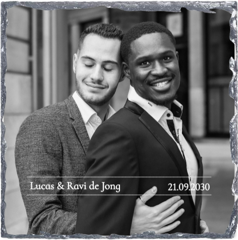 Leisteen tegeltje bruiloft met foto