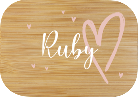 RVS broodtrommel met naam en hartjes