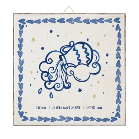 Geboortetegeltje met sterrenbeeld waterman