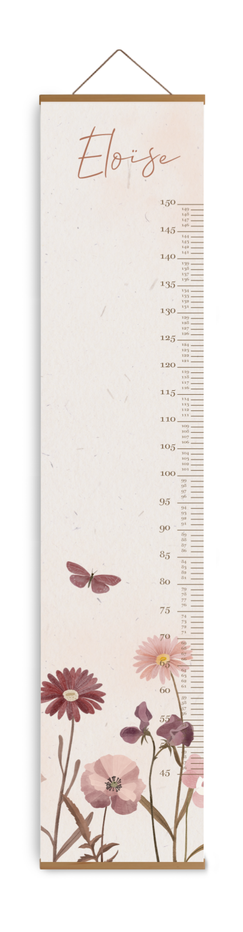 Groeimeter kinderkamer met naam en vintage bloemen