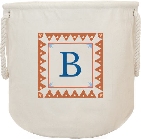 Speelgoed opbergzak met voorletter en kader