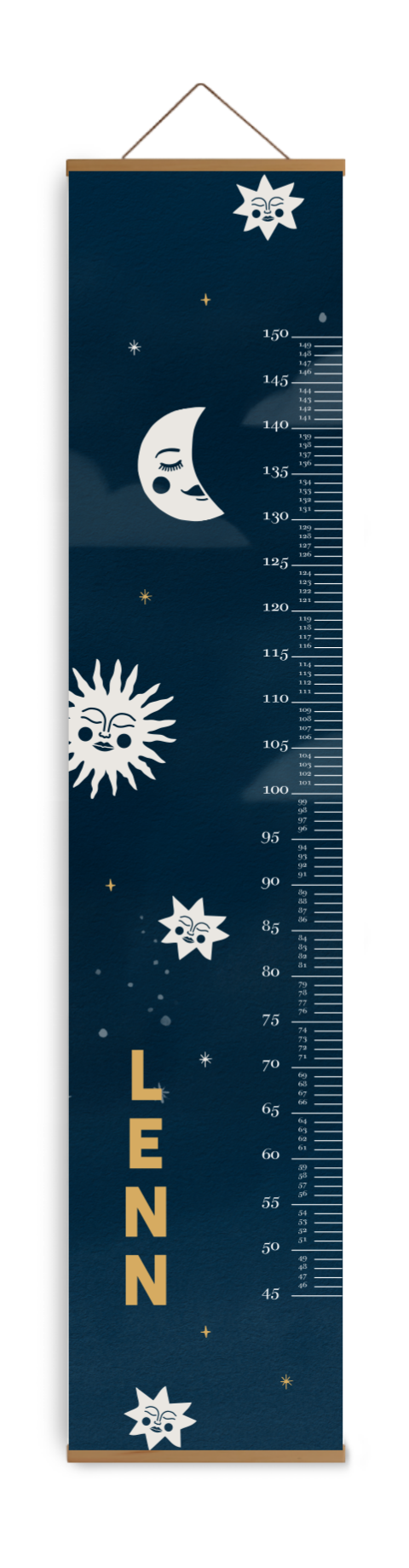 Groeimeter kinderkamer met slapende zon en maan