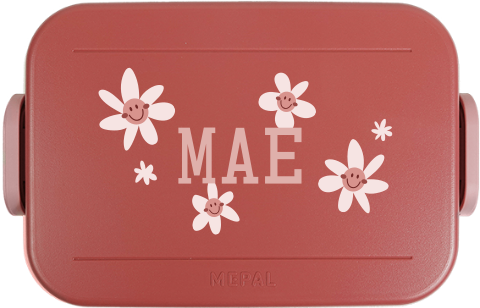 Mepal Lunchbox To Go met naam en bloemen smileys
