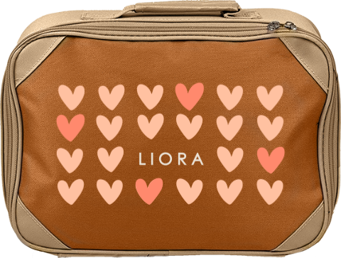 Koffertje met hartjes patroon en naam