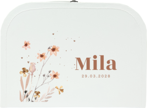 Kinderkoffertje met naam en bloemen
