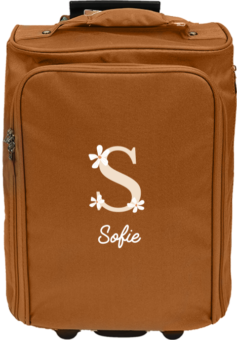 Reistrolley met initaal en bloemen