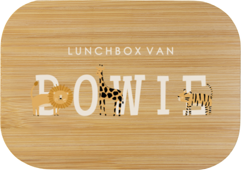 RVS broodtrommel met naam en jungledieren