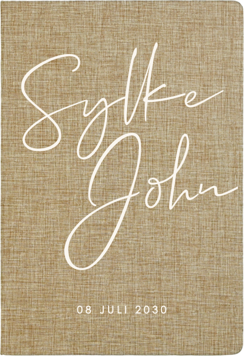 Linnen gastenboek met sierlijke namen