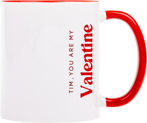 Valentijn mok typografisch You are my valentine in wit en rood