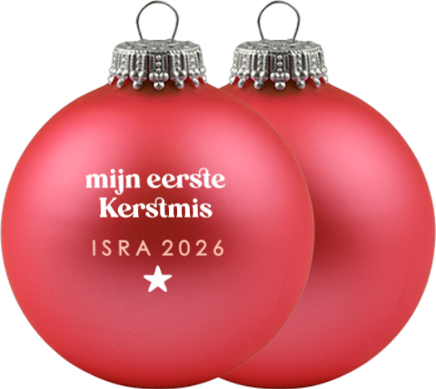 Mijlpaal kerstbal met naam baby's eerste kerst  | Set van 2