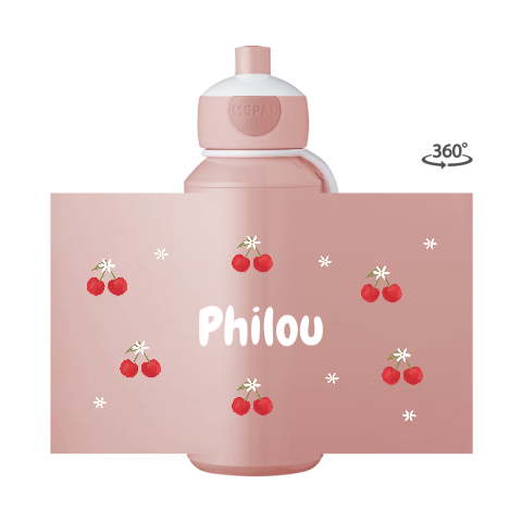 Mepal pop-up drinkfles met naam, kersen en bloemetjes