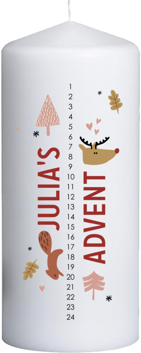 Kerst Adventskaars met speelse Scandi kerstillustraties