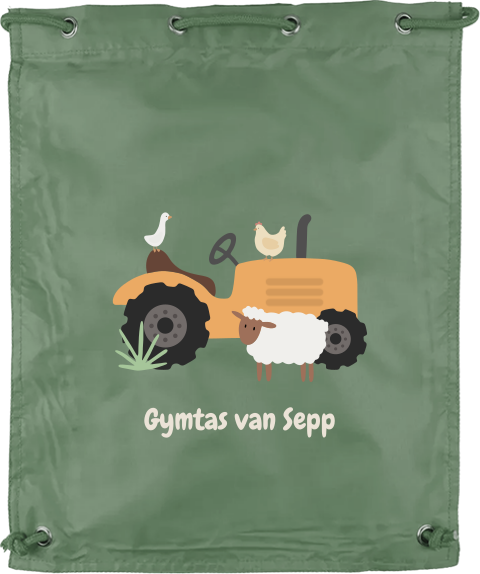 Gymtas met naam en boerderijthema