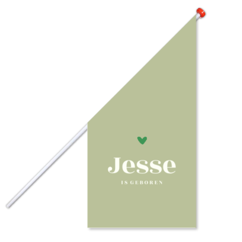 Geboortevlag in groentinten met hartje