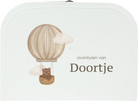 Speels kinderkoffertje met luchtballon en teddy